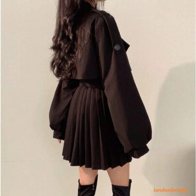 レディース アウター トレンチコート ワンピ プリーツスカート コート アウター ベルト