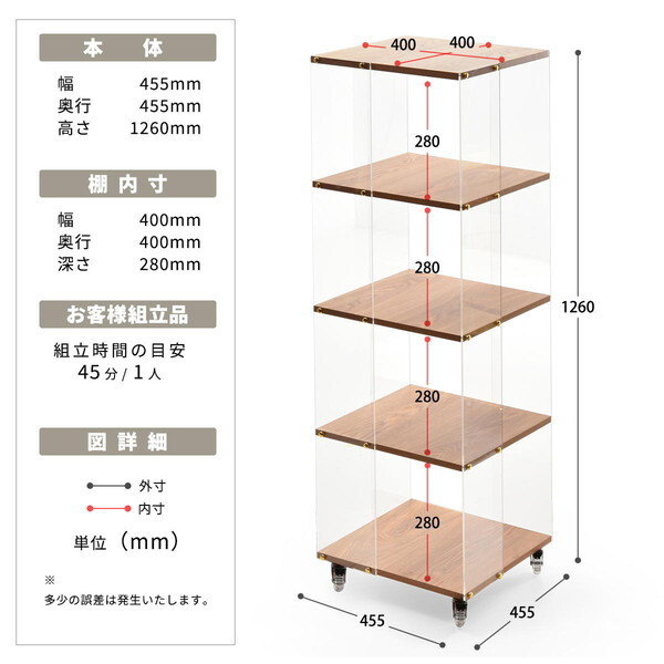 B.Bファニシング ONRC0339PLNAT ナチュラル アクリルラック 5段 メーカー直送