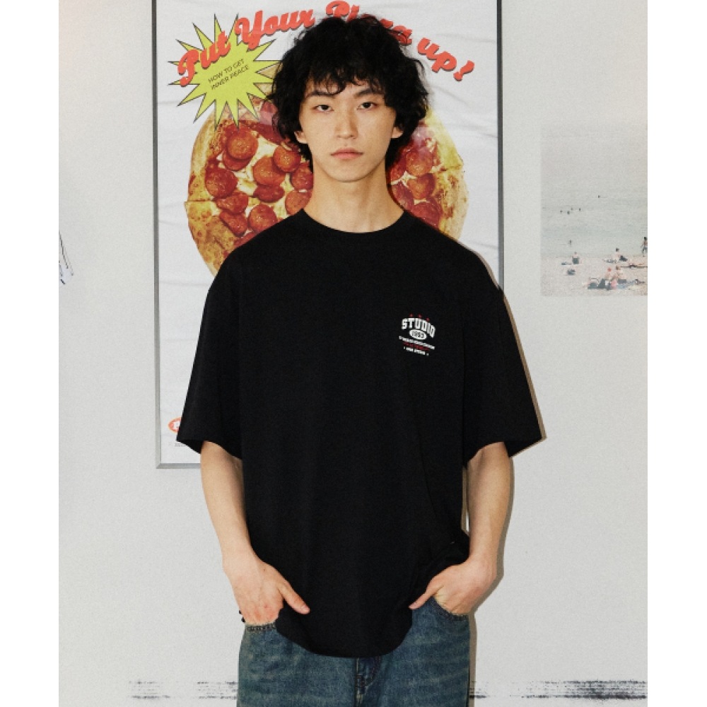 1993STUDIO [LGツインズ] ビッグタイポグラフィックTシャツ_ブラック