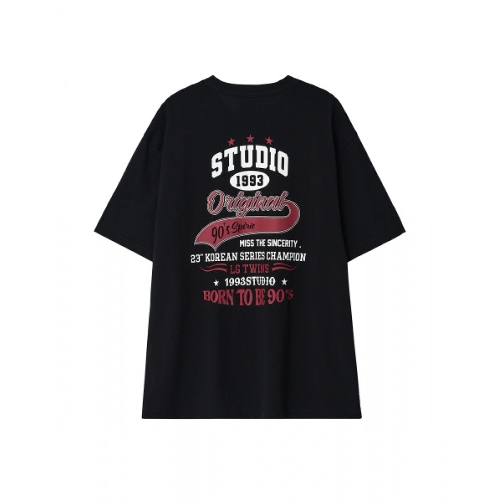 1993STUDIO [LGツインズ] ビッグタイポグラフィックTシャツ_ブラック
