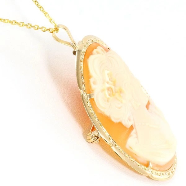 K14 14金 YG イエローゴールド ネックレス シェルカメオ 約50.5cm ジュエリー 中古 K14 14金 YG イエローゴールド ネックレス シェルカメオ 約50.5cm ジュエリー 中古