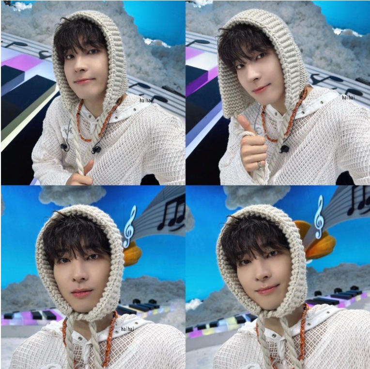 [SEVENTEENウォヌ着用]Rope Beige Knit Bonnet Hat