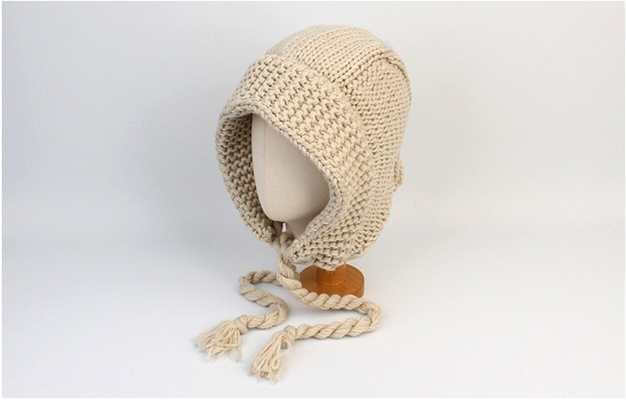 [SEVENTEENウォヌ着用]Rope Beige Knit Bonnet Hat
