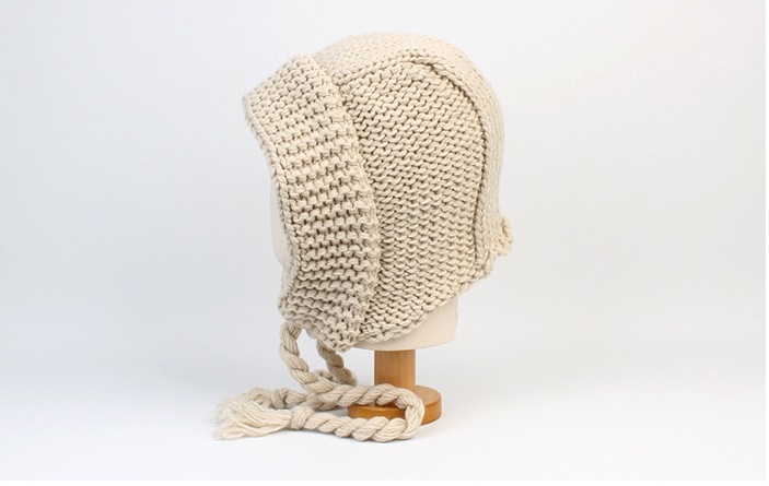 [SEVENTEENウォヌ着用]Rope Beige Knit Bonnet Hat