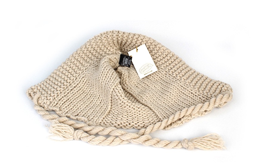 [SEVENTEENウォヌ着用]Rope Beige Knit Bonnet Hat