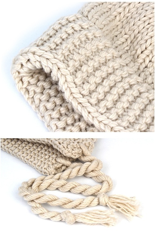 [SEVENTEENウォヌ着用]Rope Beige Knit Bonnet Hat