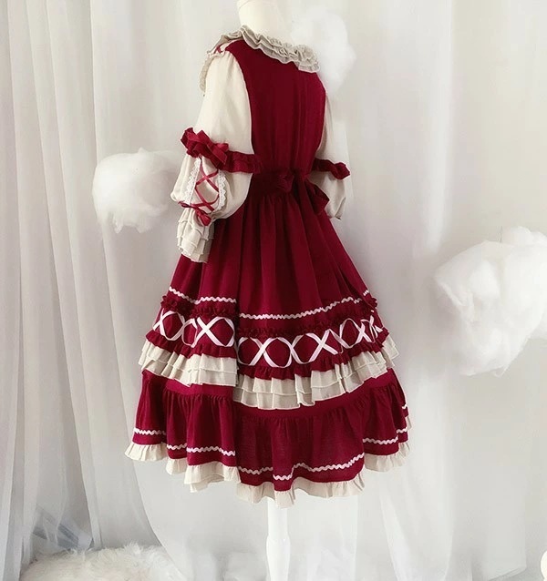 ロリータ ワンピース ゴスロリ 可愛い 袖あり 七分袖 ガーリー Aライン フリル リボン パフスリーブ ゴシック メイド コスプレ コスチューム 衣装 ハロウィン クリスマス ワインレッド ネイビー ロリータ ワンピース ゴスロリ 可愛い 袖あり 七分袖 ガーリー Aライン フリル リボン パフスリーブ ゴシック メイド コスプレ コスチューム 衣装 ハロウィン クリスマス ワインレッド ネイビー