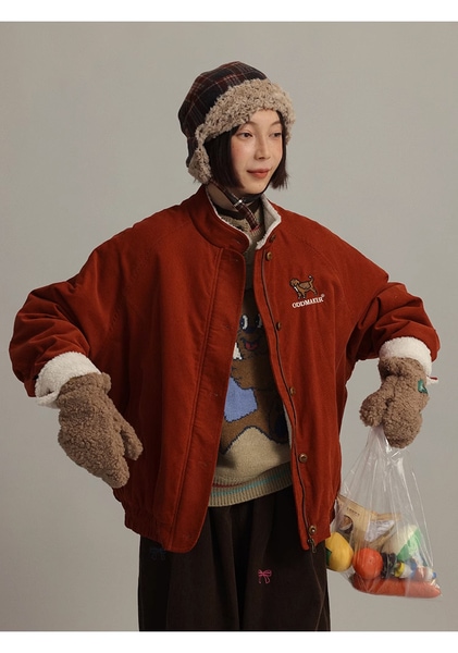 レトロな厚みのある暖かいコーデュロイウィンタージャケット