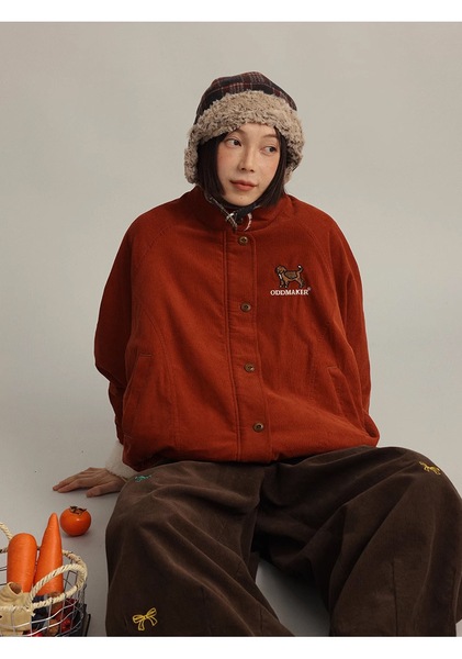 レトロな厚みのある暖かいコーデュロイウィンタージャケット