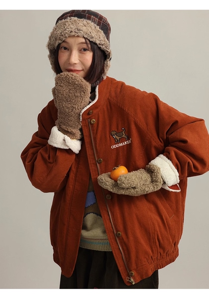レトロな厚みのある暖かいコーデュロイウィンタージャケット