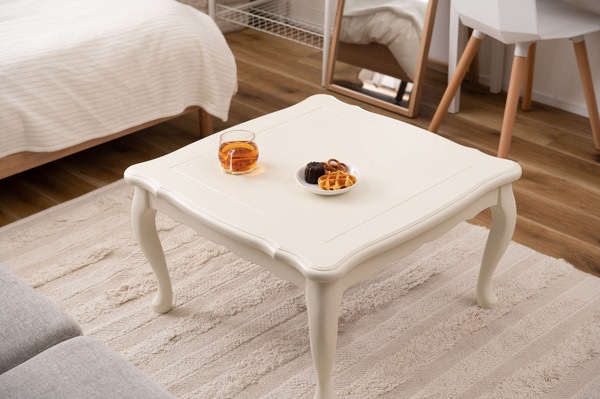 猫脚コタツ 正方形 繊維板 天然木 ラバーウッド ウレタン塗装 石英管ヒーター300W MS-303H 中間スイッチ