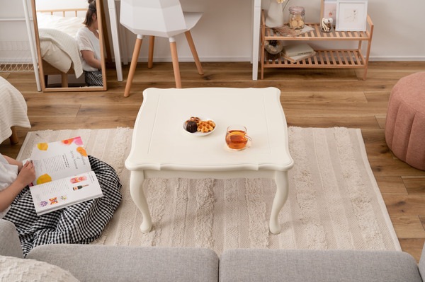 猫脚コタツ 正方形 繊維板 天然木 ラバーウッド ウレタン塗装 石英管ヒーター300W MS-303H 中間スイッチ