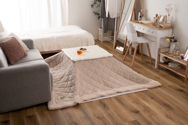 猫脚コタツ 正方形 繊維板 天然木 ラバーウッド ウレタン塗装 石英管ヒーター300W MS-303H 中間スイッチ