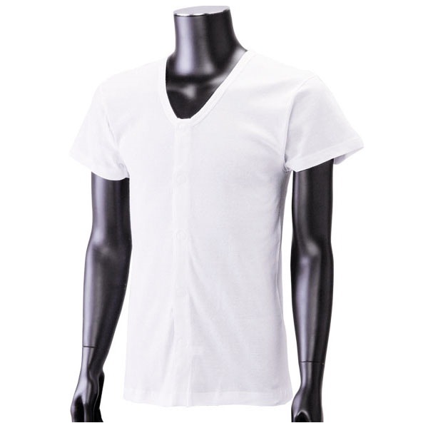 ワンタッチ肌着 紳士用 半袖 ワンタッチテープ式 前開きシャツ 2枚組3セット 3L