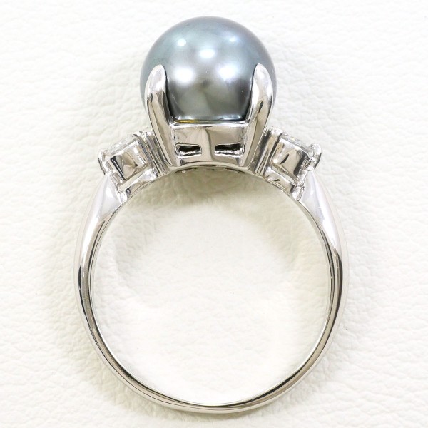 PT900 プラチナ リング 10号 パール(真珠) 約9mm ダイヤ 中古 PT900 プラチナ リング 10号 パール(真珠) 約9mm ダイヤ 中古