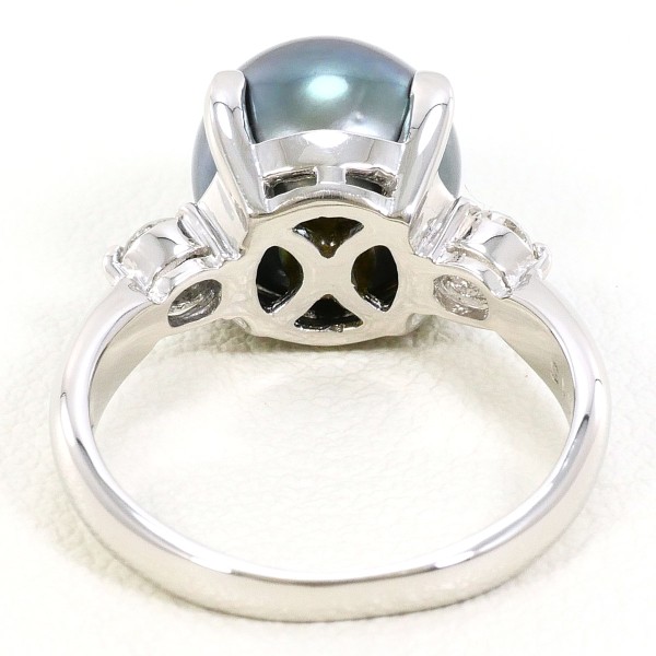 PT900 プラチナ リング 10号 パール(真珠) 約9mm ダイヤ 中古 PT900 プラチナ リング 10号 パール(真珠) 約9mm ダイヤ 中古