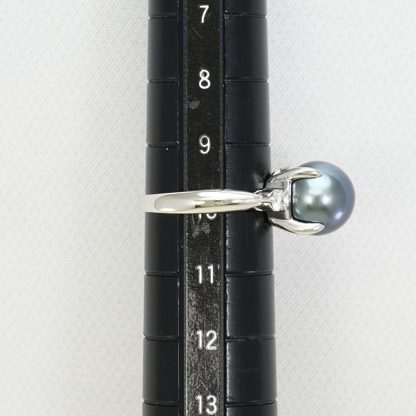 PT900 プラチナ リング 10号 パール(真珠) 約9mm ダイヤ 中古 PT900 プラチナ リング 10号 パール(真珠) 約9mm ダイヤ 中古