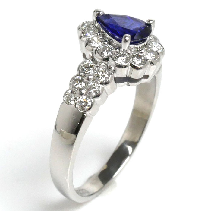Pt900プラチナ サファイア リング指輪 サファイア0.63ct ダイヤモンド0.48ct 10号 4.6g レディース 中古