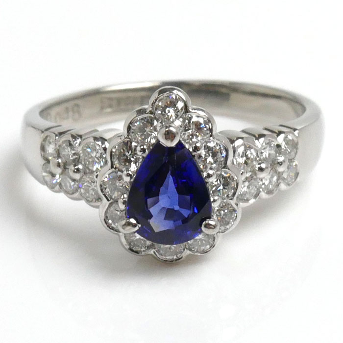 Pt900プラチナ サファイア リング指輪 サファイア0.63ct ダイヤモンド0.48ct 10号 4.6g レディース 中古