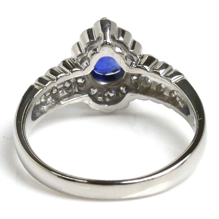 Pt900プラチナ サファイア リング指輪 サファイア0.63ct ダイヤモンド0.48ct 10号 4.6g レディース 中古