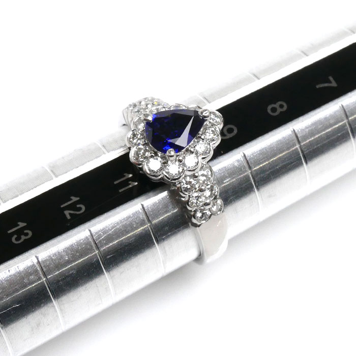 Pt900プラチナ サファイア リング指輪 サファイア0.63ct ダイヤモンド0.48ct 10号 4.6g レディース 中古
