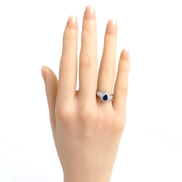 Pt900プラチナ サファイア リング指輪 サファイア0.63ct ダイヤモンド0.48ct 10号 4.6g レディース 中古