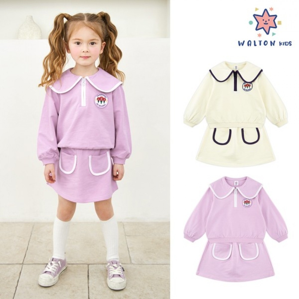 [ウォルトンキッズ] ハーフジップアップトップ＆ボトムスーツ