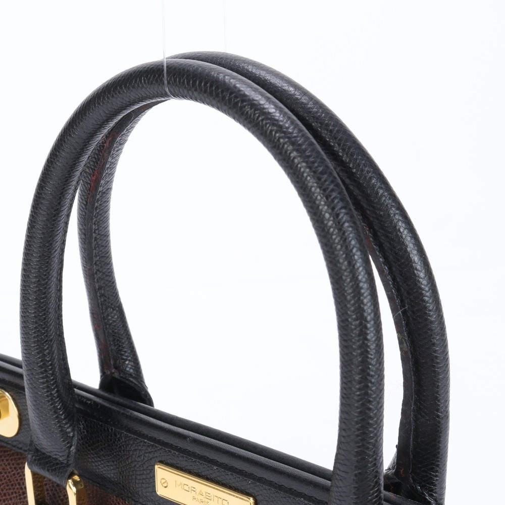 ターンロック トップハンドル ゴールド 金具 レザー ハンドバッグ トート ブラック 黒 ブラウン 茶色 レディース EEE BW6-3 中古 ターンロック トップハンドル ゴールド 金具 レザー ハンドバッグ トート ブラック 黒 ブラウン 茶色 レディース EEE BW6-3 中古