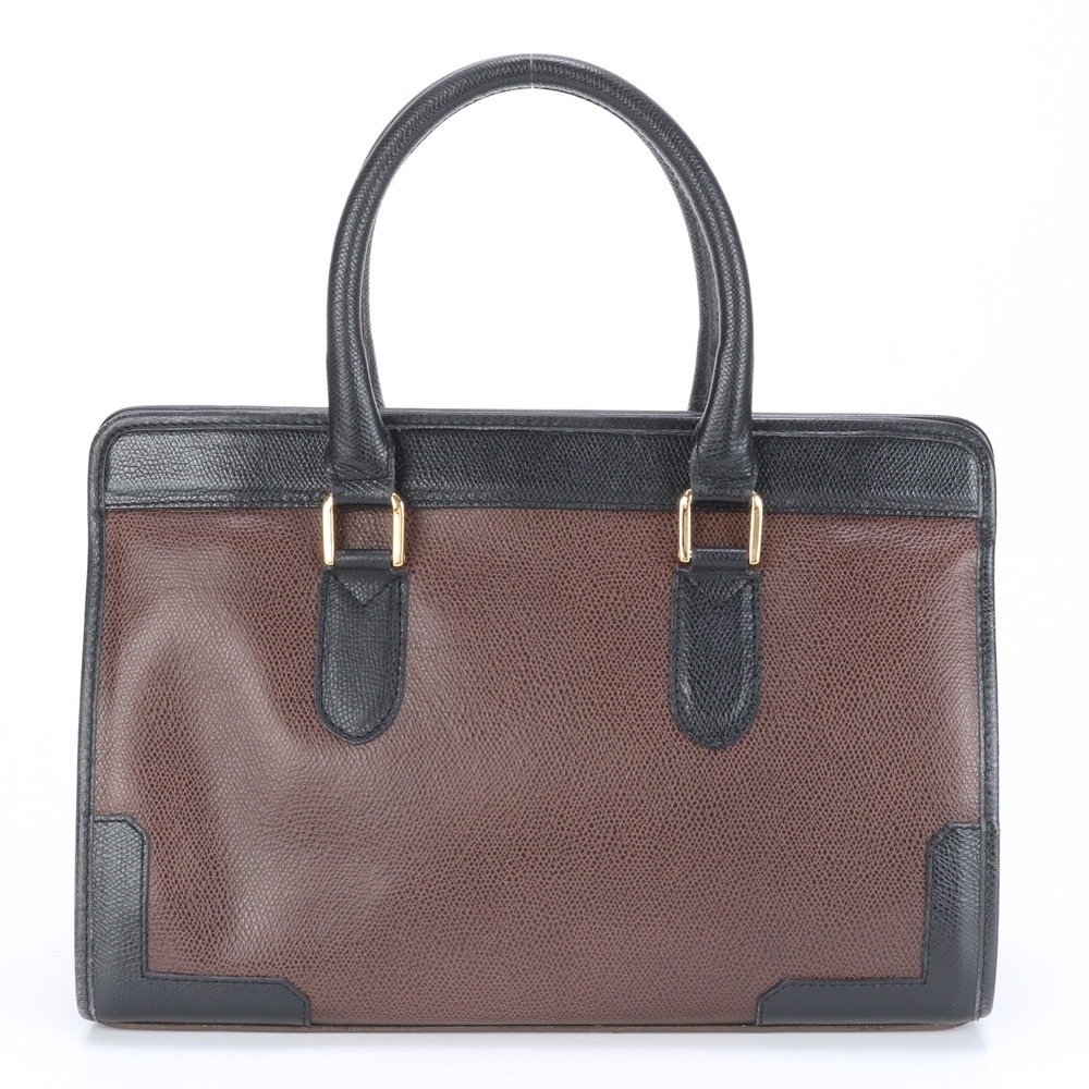 ターンロック トップハンドル ゴールド 金具 レザー ハンドバッグ トート ブラック 黒 ブラウン 茶色 レディース EEE BW6-3 中古 ターンロック トップハンドル ゴールド 金具 レザー ハンドバッグ トート ブラック 黒 ブラウン 茶色 レディース EEE BW6-3 中古