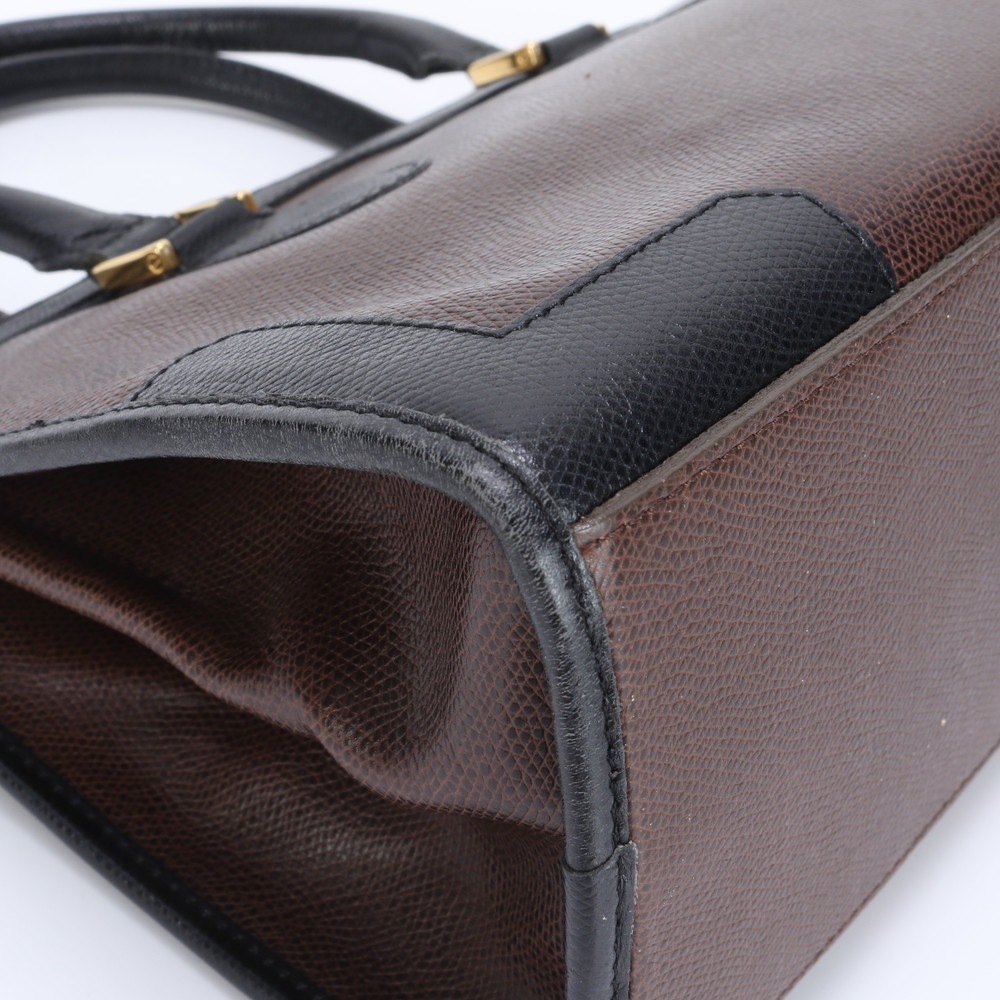 ターンロック トップハンドル ゴールド 金具 レザー ハンドバッグ トート ブラック 黒 ブラウン 茶色 レディース EEE BW6-3 中古 ターンロック トップハンドル ゴールド 金具 レザー ハンドバッグ トート ブラック 黒 ブラウン 茶色 レディース EEE BW6-3 中古