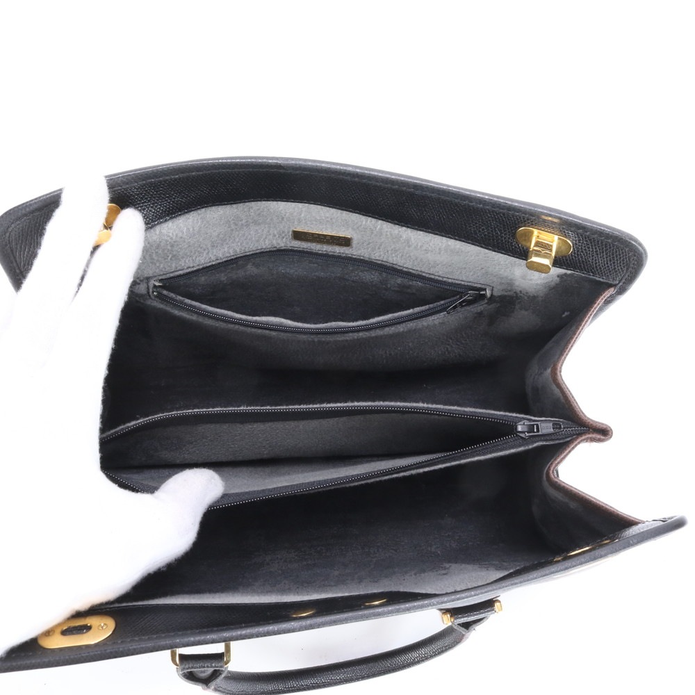 ターンロック トップハンドル ゴールド 金具 レザー ハンドバッグ トート ブラック 黒 ブラウン 茶色 レディース EEE BW6-3 中古 ターンロック トップハンドル ゴールド 金具 レザー ハンドバッグ トート ブラック 黒 ブラウン 茶色 レディース EEE BW6-3 中古