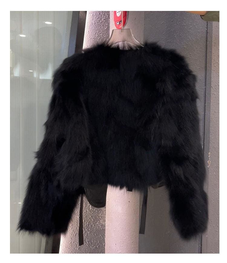 INSスタイル 2022秋冬 新品 快適である 厚手の上着 キツネ毛 毛皮コート 短いスタイル 暖かい レースアップ