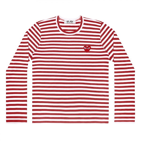 コムデギャルソン プレイ 新品 正規品 Mサイズ heart RED ボーダーT プレイ コムデギャルソン ボーダー ロンT 赤ハート×大きく囲んだ