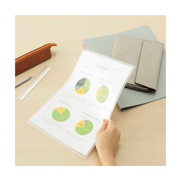 （まとめ）TANOSEE ソフトカードケース B5 半透明（梨地クリア） 再生オレフィン製 1セット（20枚） 5セット