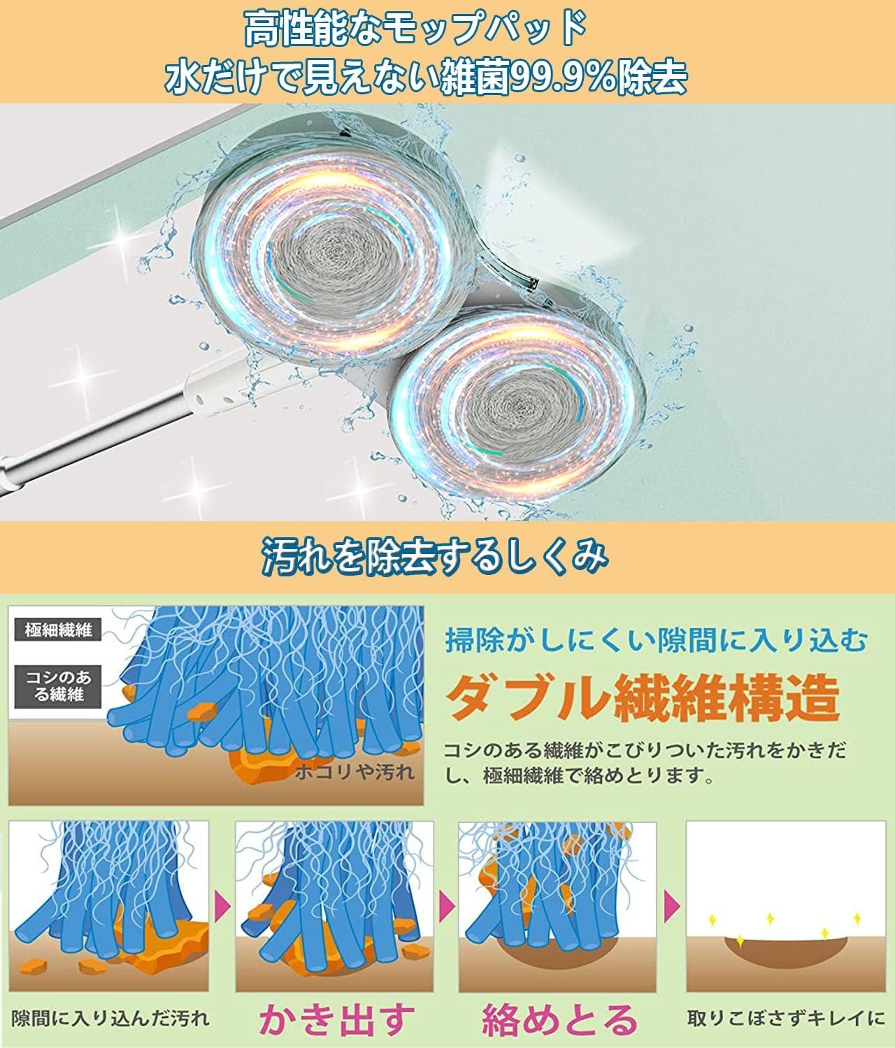 電動モップ コードレス回転モップクリーナー 軽量化 回転モップ 1台4役 水噴射 モップクリーナー 200回/分 替えモップ6枚付き 拭き掃除 充電式 水拭き フローリング 掃除 コードレスクリーナー 電動モップ コードレス回転モップクリーナー 軽量化 回転モップ 1台4役 水噴射 モップクリーナー 200回/分 替えモップ6枚付き 拭き掃除 充電式 水拭き フローリング 掃除 コードレスクリーナー