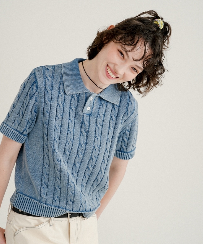 WV PROJECT] Twist Washed Short Sleeve Knit ニット