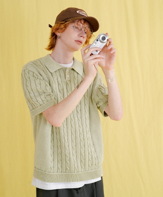 ★WV Project☆Twist Washed Short Sleeve Knit★ WV PROJECT] Twist Washed Short Sleeve Knit ニット