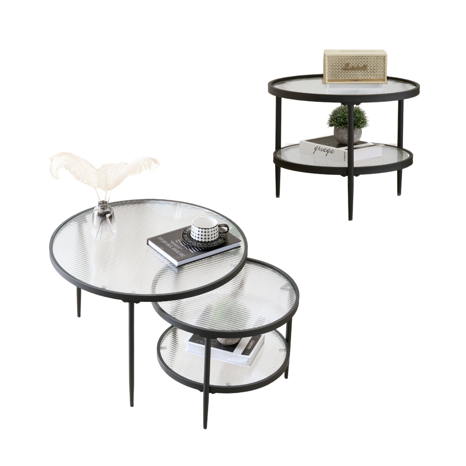 【国内出荷 - 3日配達】【セット品】ガラステーブル センターテーブル ガラス天板 2点セットル リビングテーブル ガラス ガラステーブル ローテーブル リビング 新生活 人気 おしゃれ カフェ風 モ