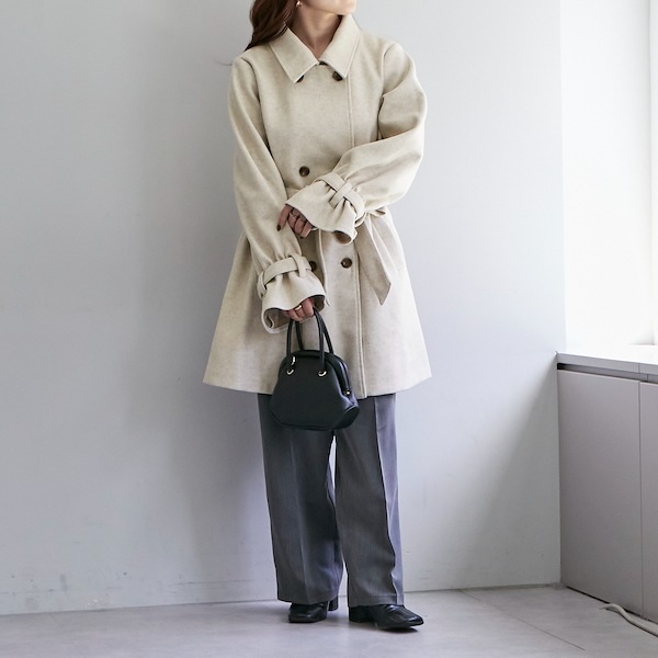 Qoo10 continuer de NICE CLAUP ｹｰﾌﾟ付2WAYﾊｰﾌｺｰﾄ 無地 ミ