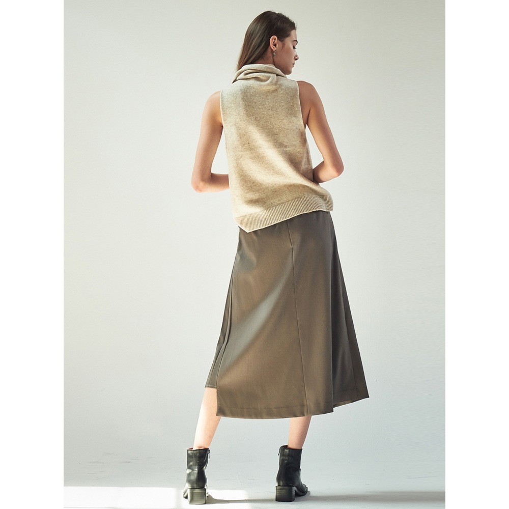 ACUD ハーフプリーツラップスカート_D.ブラウン ACUD ハーフプリーツラップスカート_D.ブラウン