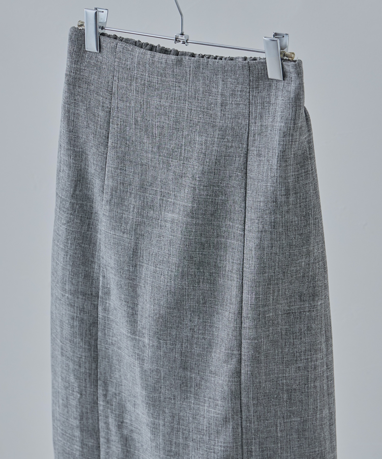 リネンタッチハイウエストタイトスカート ボトムス スカート ナロースカート タックスカート ロング丈 ロング タイト スカート Iライン セットアップ リネン風 タック 無地 ウエストゴム