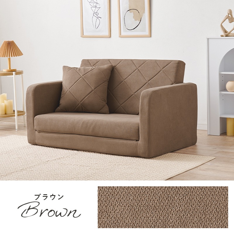 コンパクト2wayソファベッド 2Type(肘固定/肘リクライニング)幅110cm キルティング ごろ寝 クッション付き 来客用 コンパクト2wayソファベッド 2Type(肘固定/肘リクライニング)幅110cm キルティング ごろ寝 クッション付き 来客用
