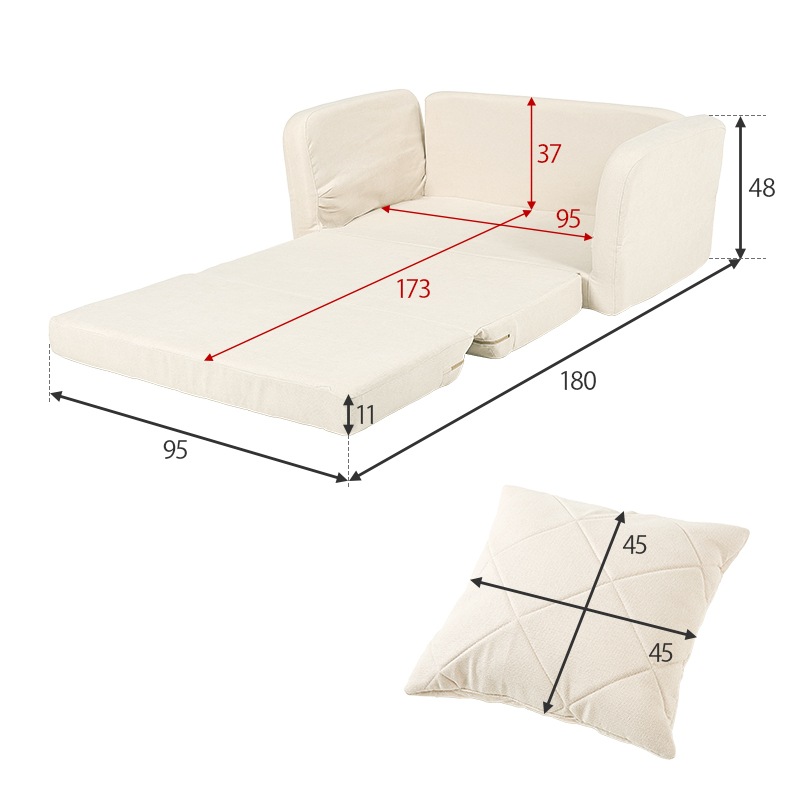 コンパクト2wayソファベッド 2Type(肘固定/肘リクライニング)幅110cm キルティング ごろ寝 クッション付き 来客用 コンパクト2wayソファベッド 2Type(肘固定/肘リクライニング)幅110cm キルティング ごろ寝 クッション付き 来客用