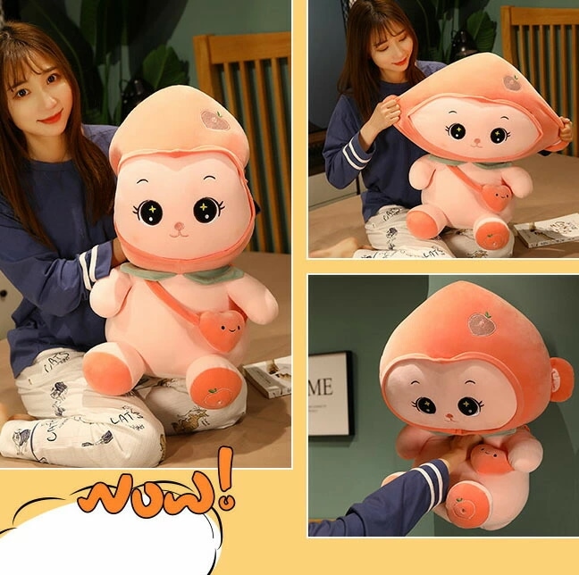80cm ぬいぐるみ もも モモ 桃 ピーチ peach モンキー 子供 おもちゃ 動物 可愛い かわいい 彼女に ふわふわで癒される クリスマスプレゼント monkey サル 猿 さる クッション