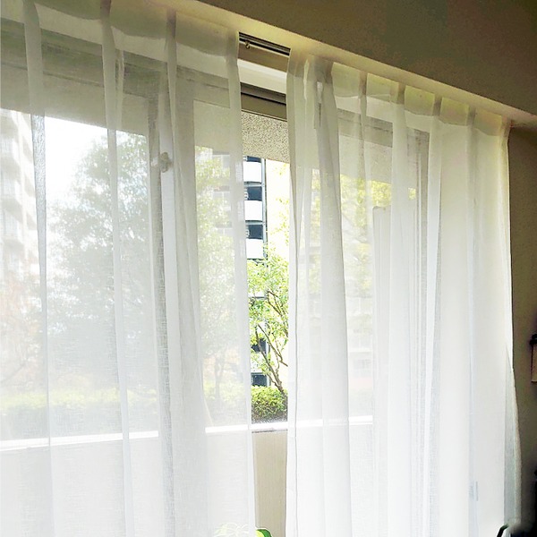 [幅158cmx2枚 丈238cm]レースカーテン [ストライプ柄] 幅広/長め ハギなし ロング