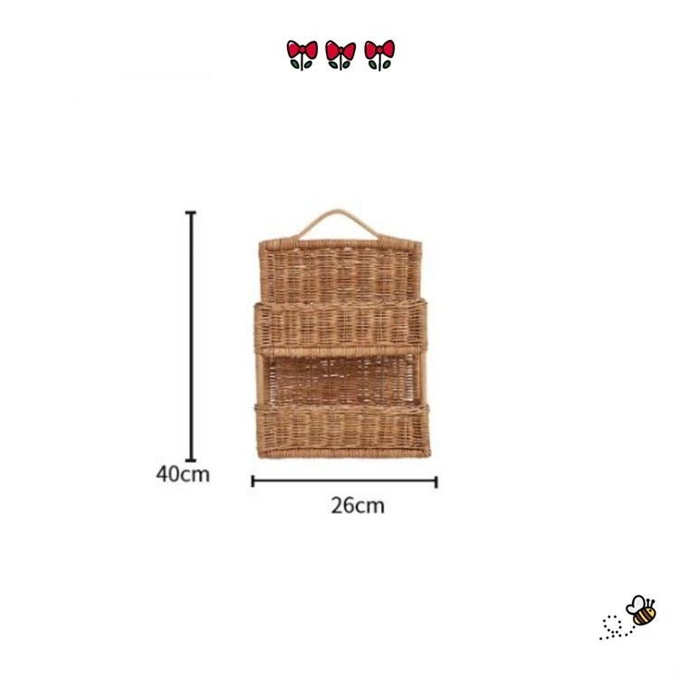 【急速出荷!】早い者勝ち 藤編 壁掛けバスケット 収納ボックス 実木 収納バスケット 手編み 二重収納バスケット 壁バスケット 浴室収納 デザインセンス スタイル