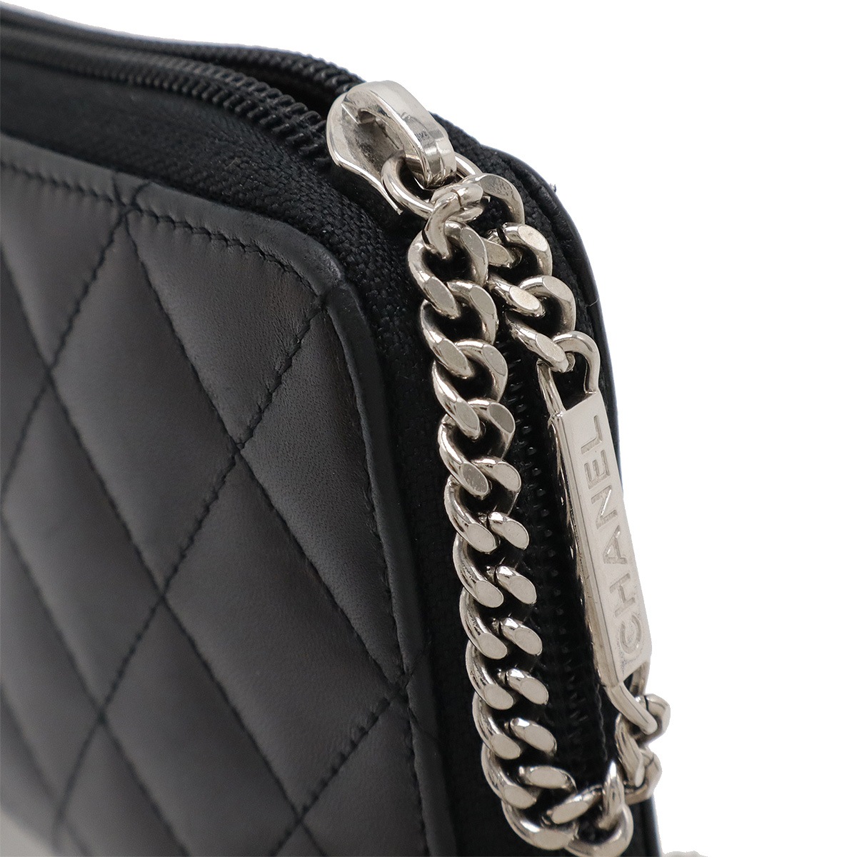 カンボンライン ココマーク ラウンドファスナー 長財布 ソフトカーフ レザー エナメル ブラック 黒 ピンク A5007 カンボンライン ココマーク ラウンドファスナー 長財布 ソフトカーフ レザー エナメル ブラック 黒 ピンク A5007