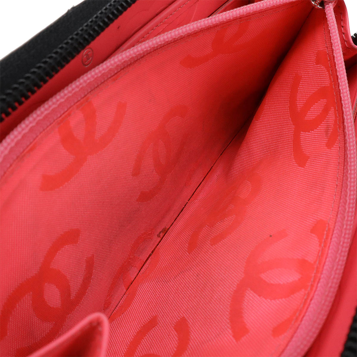 カンボンライン ココマーク ラウンドファスナー 長財布 ソフトカーフ レザー エナメル ブラック 黒 ピンク A5007 カンボンライン ココマーク ラウンドファスナー 長財布 ソフトカーフ レザー エナメル ブラック 黒 ピンク A5007