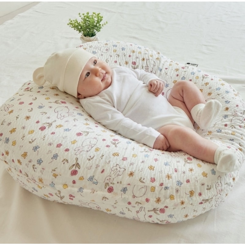 ロトトクッション Rabbit Flower White/Pink 逆流クッション 授乳枕 斜面枕 ベビー枕 うつ伏せ遊び 出産祝い 赤ちゃん 新生児 吐き戻し防止 韓国製