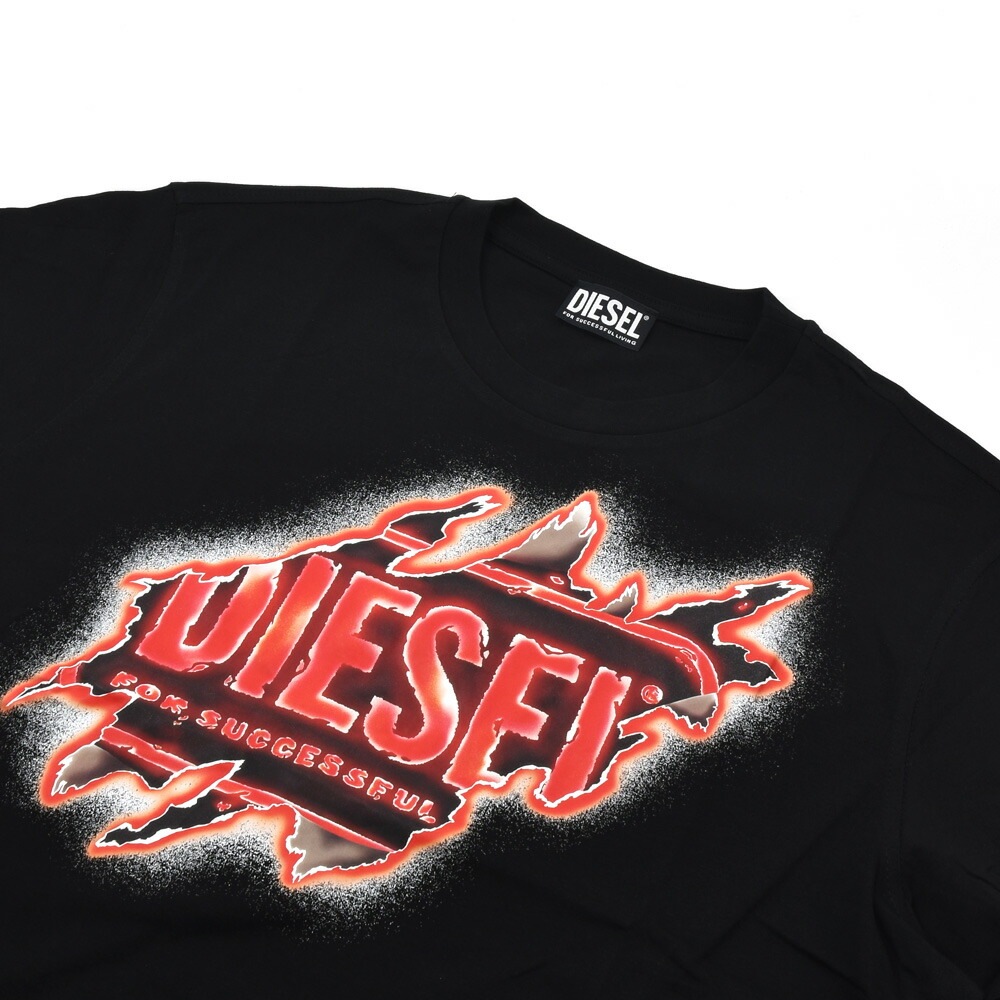 ディーゼル DIESEL Tシャツ メンズ カットソー クルーネック 半袖 クッキーロゴ ロゴT ブラック ホワイト 黒 白 DIESEL T JUST E43【送料無料】[a097540aaxj]
